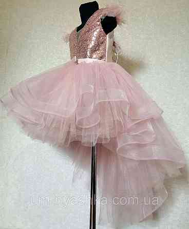 Дитяча сукня видовжене ззаду пудровое 116-134 Кривий Ріг