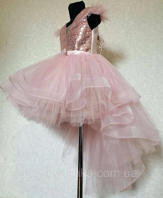 Детское нарядное платье удлиненное сзади пудровое 116-134 Кривой Рог - изображение 2