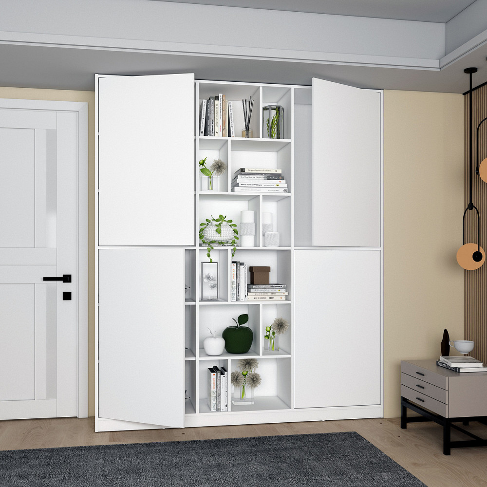 Шафа для одягу з відкритими полицями Doros Морган 180х38,5х210 см Білий (DRS-011219) Львів - фото 8