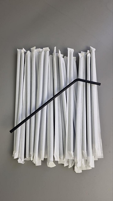 Трубочка d4.8-21 см в індивід. пакованні Чорна гофра (500 шт.) Харків - фото 1