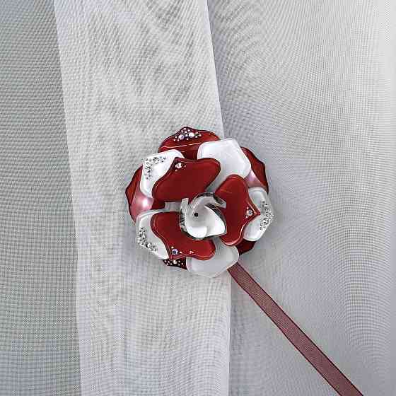 Магніти для штор і гардин Камелія набір 2 шт Бордовий з білим (81-312) Київ