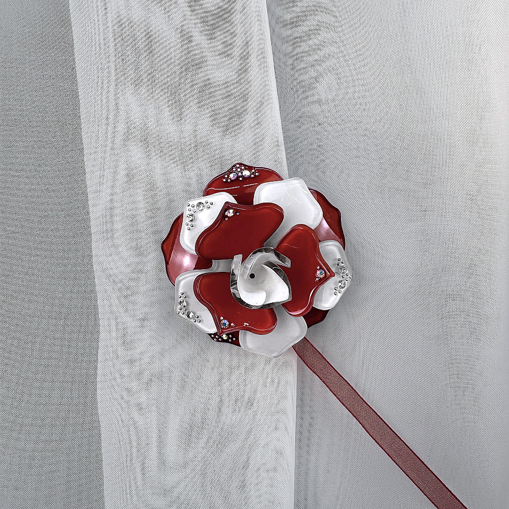 Магниты для штор и гардин Камелия набор 2 шт Бордовый с белым (81-312) Киев - изображение 2