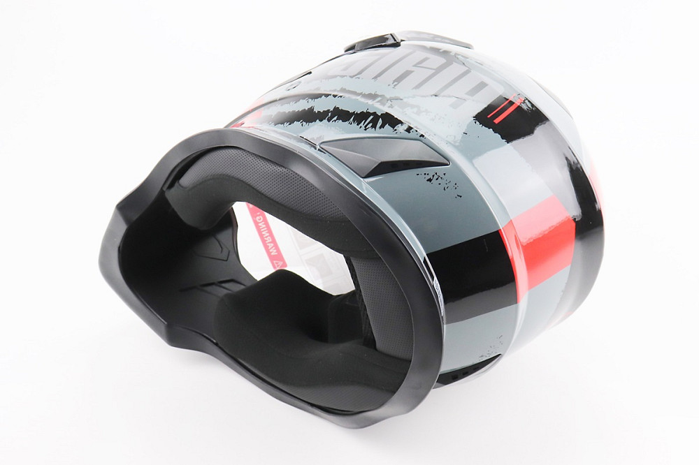 Шолом кросовий/ендуро/АТV зі склом BLD-819-7 М (57-58см), ЧОРНИЙ/СІРО-ЧЕРВОНИЙ Київ - фото 2