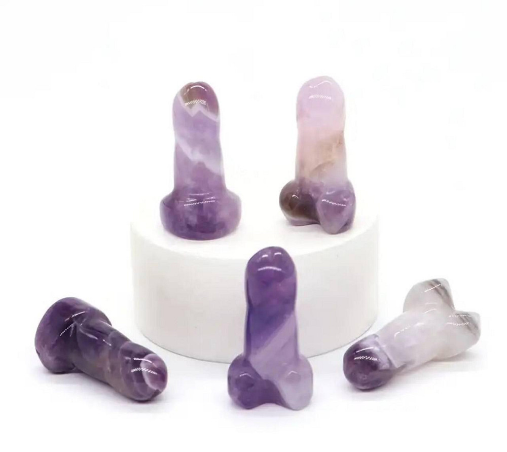 Мини фигурка члена из натурального аметиста 3.8 мм. Аметистовый символ мужской силы, Кристальный фал Киев - изображение 1