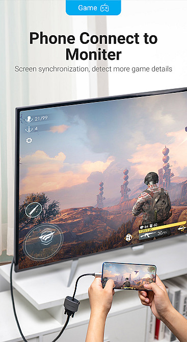 Перехідник USB 3.1 Type-C --> VGA (F), 1080p 60Hz, кабель 0.15м, Vention сірий Вінниця - фото 5