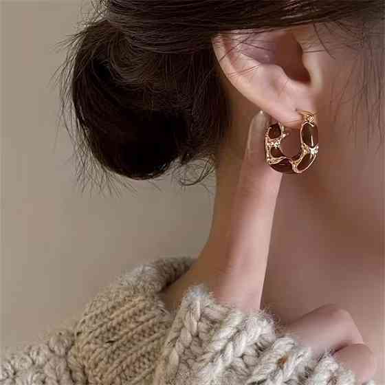 Серьги набор 3 пары в различных дизайнах с эмалью золотистые,женская бижутерия серьги комплект из цинкового сплава Каменец-Подольский