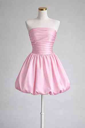 Женское коктейльное мини платье с пышной юбкой дабл сатин с подкладкой Розовый, 44/46 Одесса