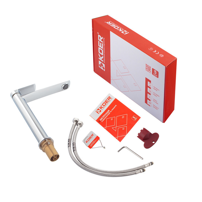 Високий змішувач для умивальника Koer KB-11028-01 (KR5293) якісний Харків - фото 7