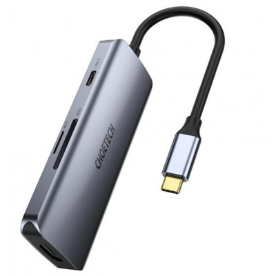 Концентратор Choetech USB-C 7-in-1 3хUSB 3.0+USB-C PD100W+HDMI 4K 30HZ+SD/TF USB3.1 (HUB-M19-GY) Вінниця - фото 2