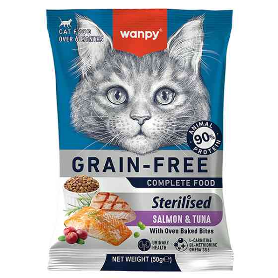Wanpy Sterilized Cat Grain Free Salmon & Tuna ВАНПІ ЛОСОСЬ З ТУНЦЕМ ДЛЯ СТЕРИЛІЗОВАНИХ сухий беззерновий корм для котів Київ