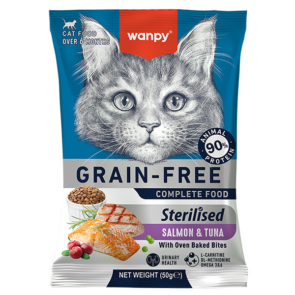 Wanpy Sterilized Cat Grain Free Salmon & Tuna ВАНПІ ЛОСОСЬ З ТУНЦЕМ ДЛЯ СТЕРИЛІЗОВАНИХ сухий беззерновий корм для котів Київ - фото 1