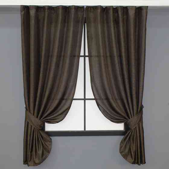 Комплект коротких штор VR-Textil Лен Мешковина № 107ш 130х170 см 2 шт Венге (35-0130) Киев