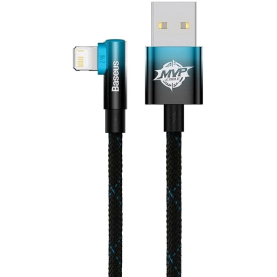 Дата кабель USB 2.0 AM to Lightning 2.0m 2.4A 90° corner black/blue Baseus (CAVP000121) Вінниця - фото 1