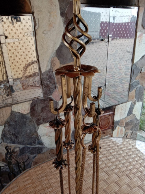 Кований набір для каміну K-008 (стійка, совок, щітка, кочерга, щипці) Київ - фото 5