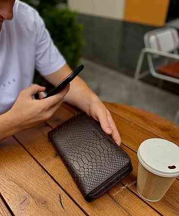 Коричневий гаманець-клатч на блискавці з блоком під картки із натуральної шкіри Marco Coverna MC086-5901С Кам'янське