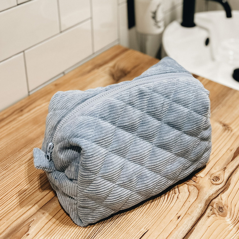 Большая женская вельветовая косметичка 24x13x13 см (Голубой) Сумы - изображение 1