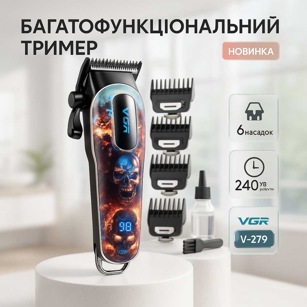 Багатофункціональна акумуляторна машинка для стрижки, Машинка для стрижки волосся і гоління TK-56 Львів - фото 16