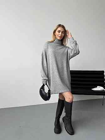 Женское теплое базовое платье турецкое двухсторонняя ангора Серый Одесса