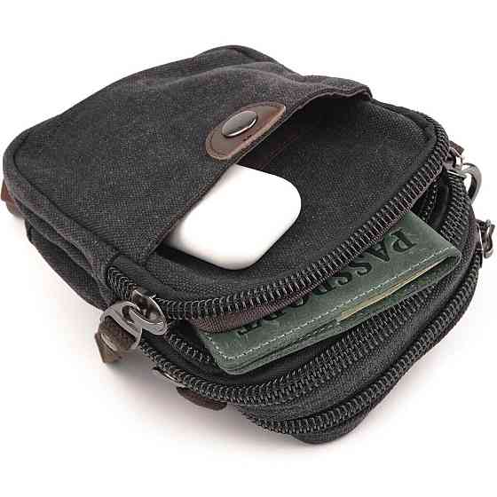 Барсетка текстильная на пояс Черная (Vintage) Киев