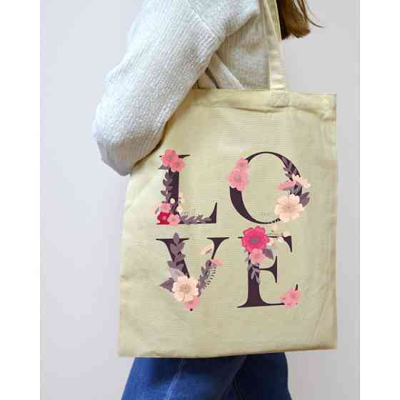 Екошопер Bookopt ВК4072 LOVE (квіти), бежевий Луцк