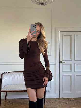 Жіноче мініплаття зі складками рубчик Шоколад, 42/44 Одеса