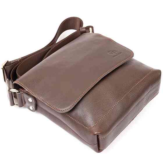 Сумка мессенджер в гладкой коже GRANDE PELLE 11334 Шоколадная Киев