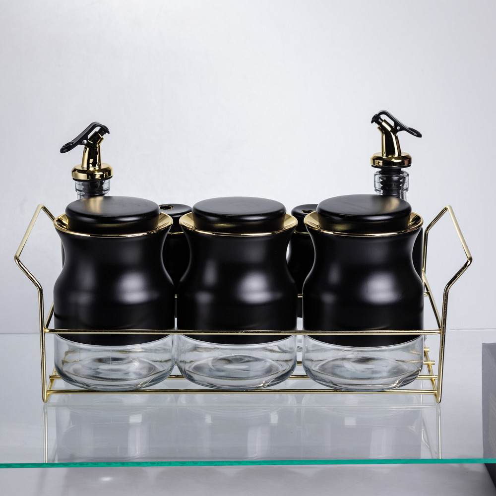 Набір для спецій і рідких текстур на металевій підставці чорний HP-1359 Коломыя - изображение 4