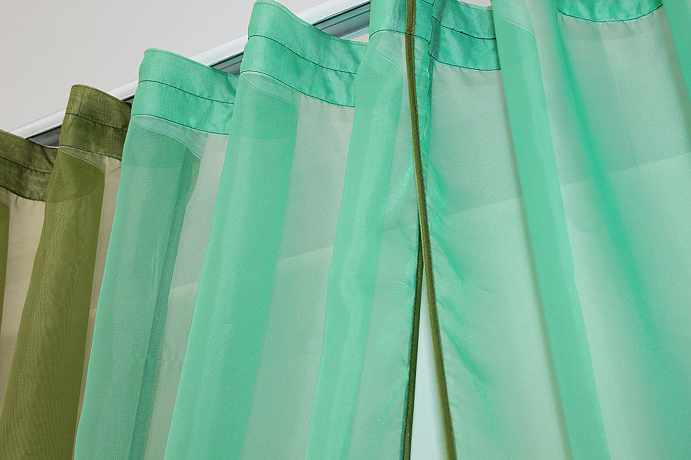 Кухонные шторы VR-Textil № 017к комбинированные с подвязками оливковый с лазурным 265х170 см (52-0008) Киев - изображение 4