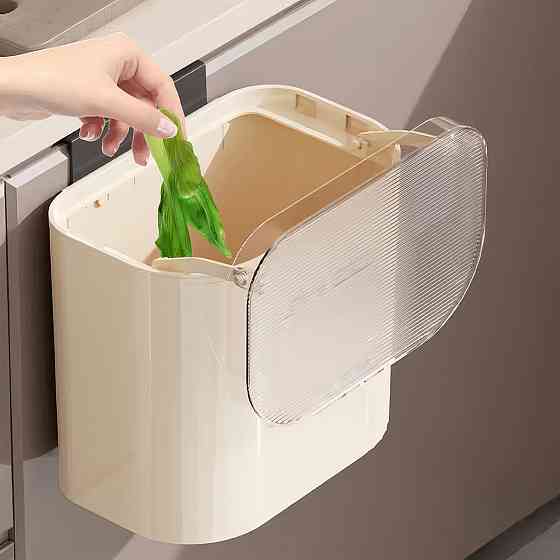 Контейнер для мусора с крышкой, прозрачный пластиковый бак, подвесной контейнер для кухни, объем 8 л, размер Каменец-Подольский