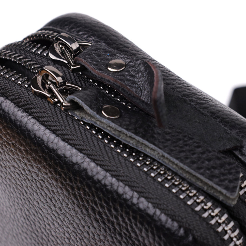 Сумка-слінг для чоловіків з натуральної шкіри Vintage 22955 Чорний Київ - фото 6