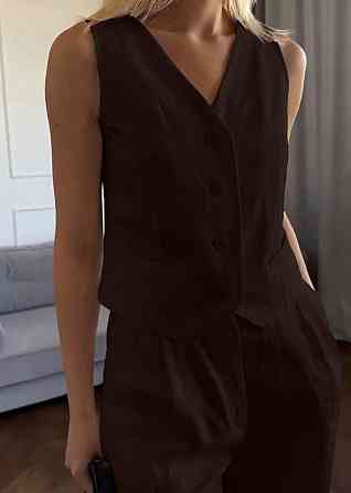 Жіночий стильний літній костюм для дівчинки льон Шоколад, 48/50 Одеса