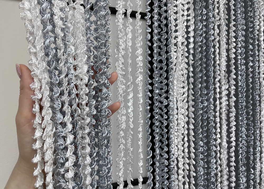 Шторы-нити спираль с люрексом Белый с серым 300х300см 1 шт (61-052) Киев - изображение 5