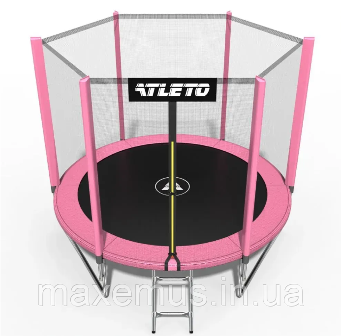 Батут с защитной сеткой и лестницей Atleto 312 см Розовый детский для дачи и дома (нагрузка до 150 кг) Мостиска - изображение 12