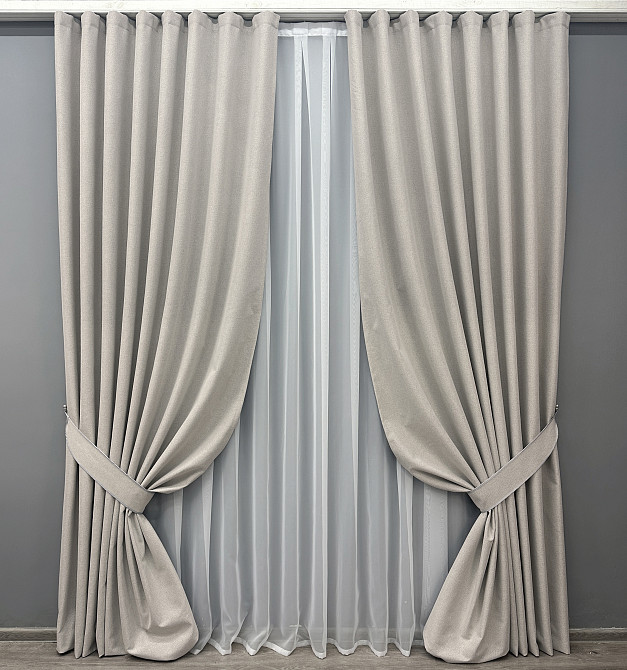 Комплект готових штор VR-Textil Блекаут двосторонній ASHEN NIGHT № 1842ш Попелястий 150х270 см 2 шт (33-0877) Київ - фото 2