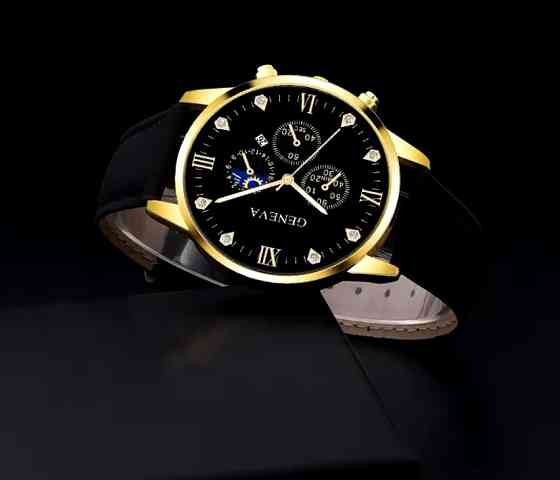 Подарочный набор для мужчин: 1 наручные часы с 1 оригинальным модным браслетом без подарочной коробки черный Киев