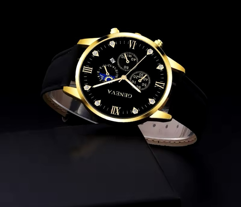 Подарочный набор для мужчин: 1 наручные часы с 1 оригинальным модным браслетом без подарочной коробки черный Киев - изображение 5