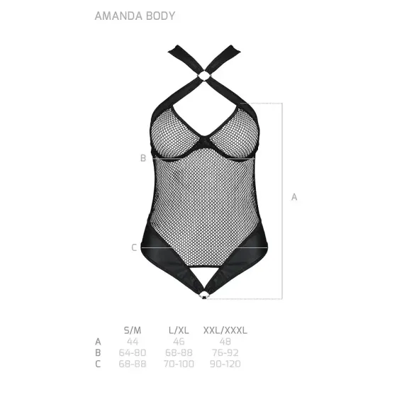 Сітчастий боді з халтером Passion Amanda Body L/XL, black Львів
