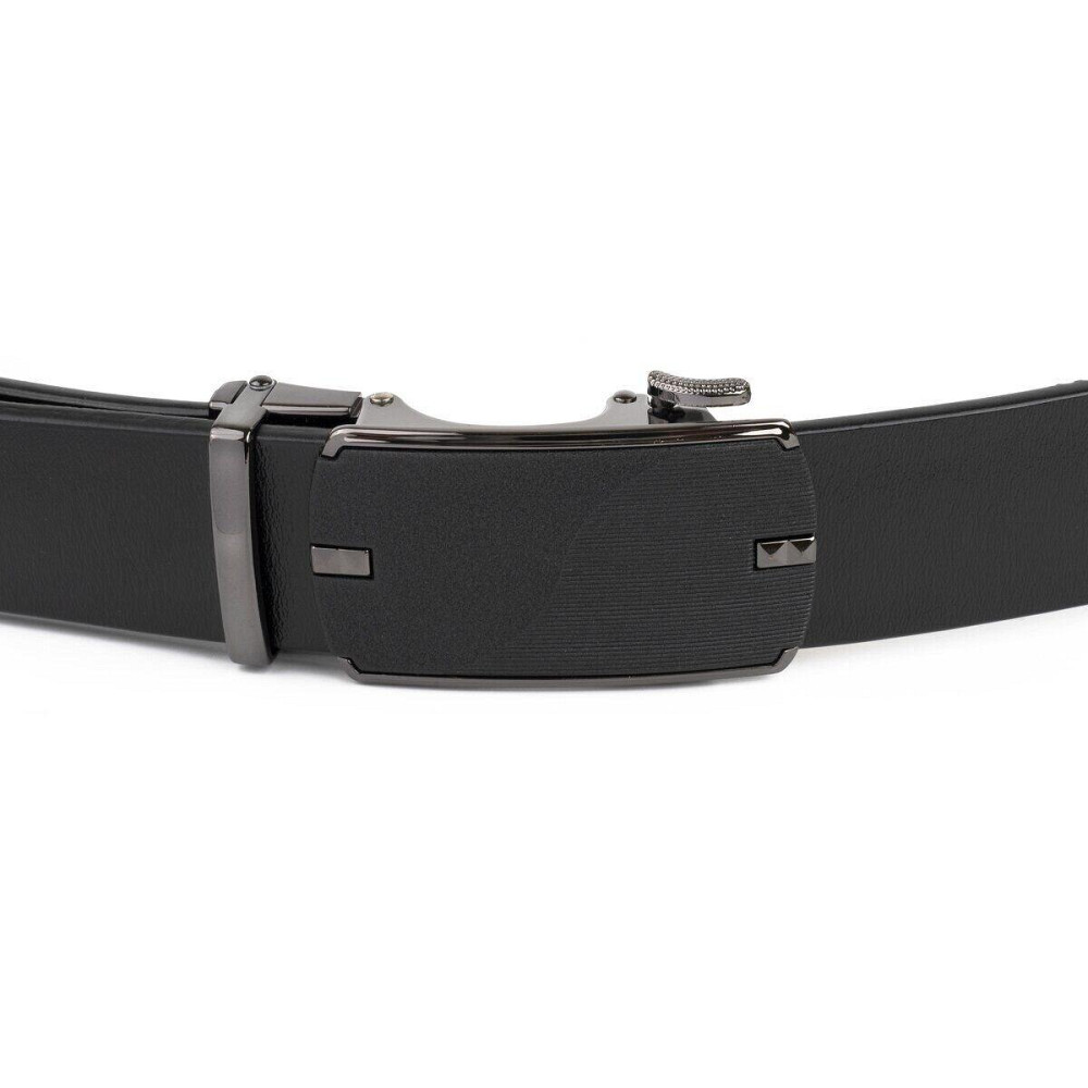 Ремень мужской c матовой черной вставкой на пряжке Vintage 20319 Черный Киев - изображение 3