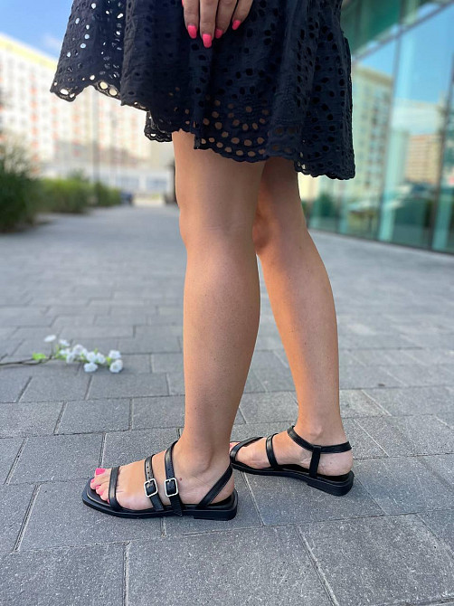 Tiffany Босоніжки жіночі чорні TIFFANY 1911 літні з натуральної шкіри / Шкіряні босоніжки на ни Коломия - фото 3