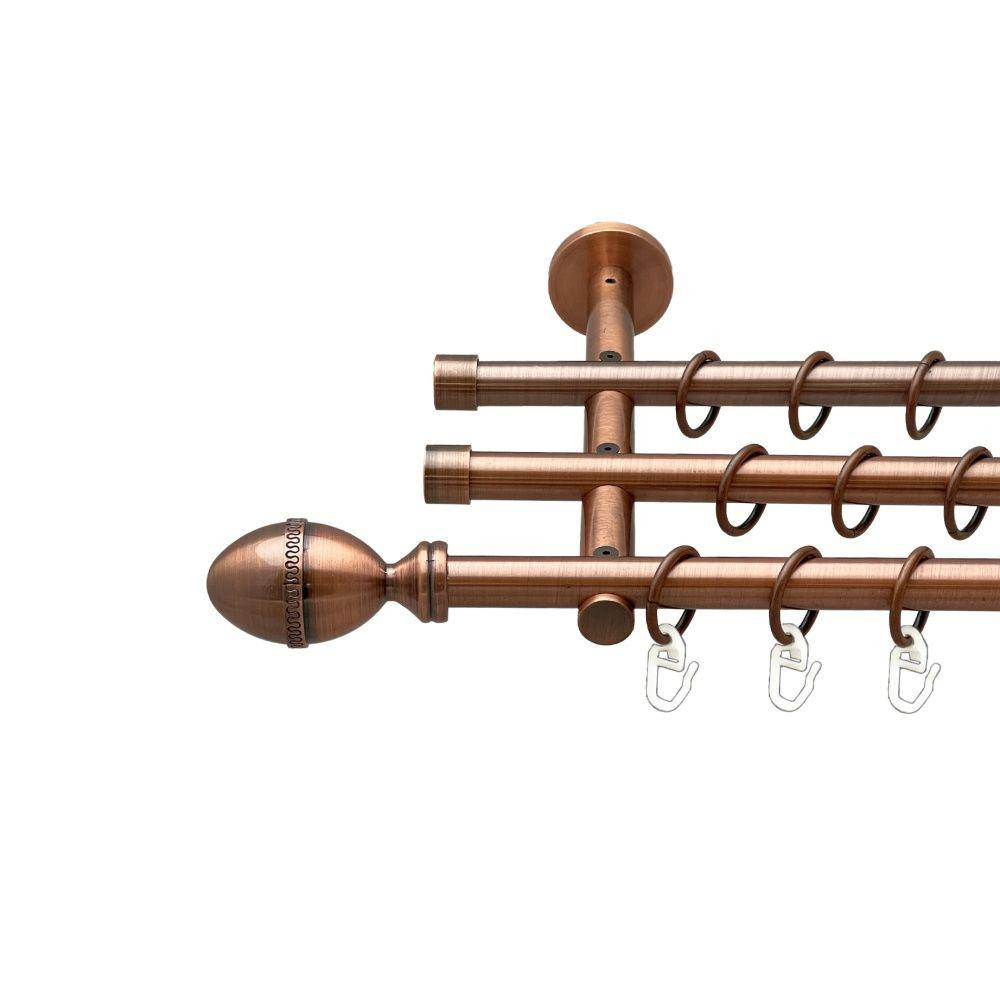 Карниз Orvit Фарже металевий трирядний циліндр (20 см) гладка труба кільце металеве Мідь 16\16\16 мм 160 см Львов - изображение 1