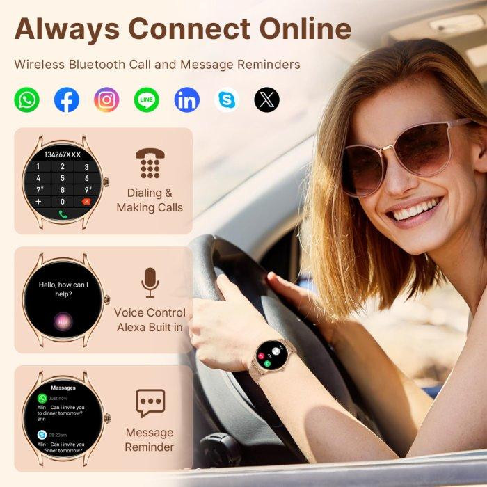 Жіночий розумний наручний годинник Smart Milano Gold Rubber 2 ремінці Київ - фото 6