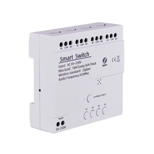 Реле розумного будинку Zigbee 4 канали 220В 10А 16А RF 433МГц DIN модуль вимикач Smart Switch Tuya Smart Life 80x76x28мм Київ - фото 2