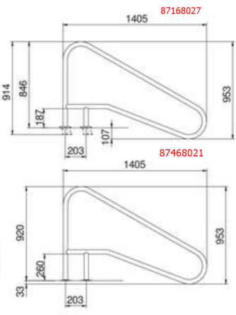 Поручень Flexinox 87468021 для римских лестниц FX-02 (1405 мм. фланец. AISI-316L) Киев