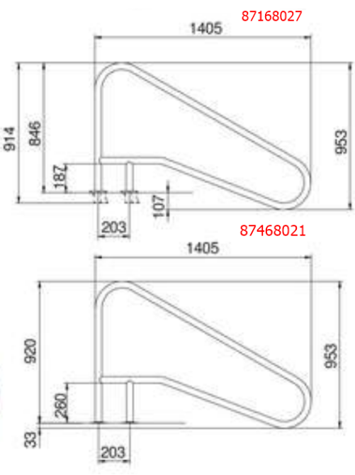 Поручень Flexinox 87468021 для римских лестниц FX-02 (1405 мм. фланец. AISI-316L) Киев - изображение 2