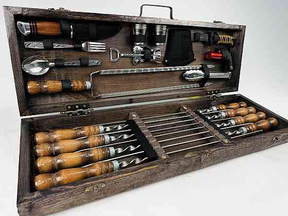 Подарочный набор шампуров в деревянном кейсе ГРИЛЬ-2 HAPPY DAYS Подарок руководителю от коллектива Тернополь