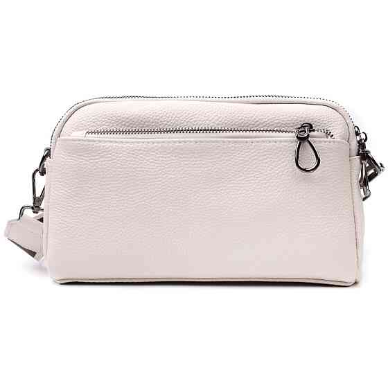 Женская прямоугольная сумка с карманами из натуральной кожи Vintage 22598 Белая Киев