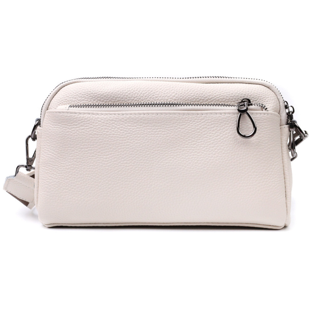 Женская прямоугольная сумка с карманами из натуральной кожи Vintage 22598 Белая Киев - изображение 5