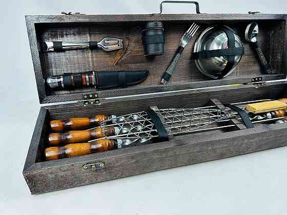 Подарунковий набір шампурів в дерев'яному кейсі для пікніка РОБІНЗОН HAPPY DAYS Тернопіль