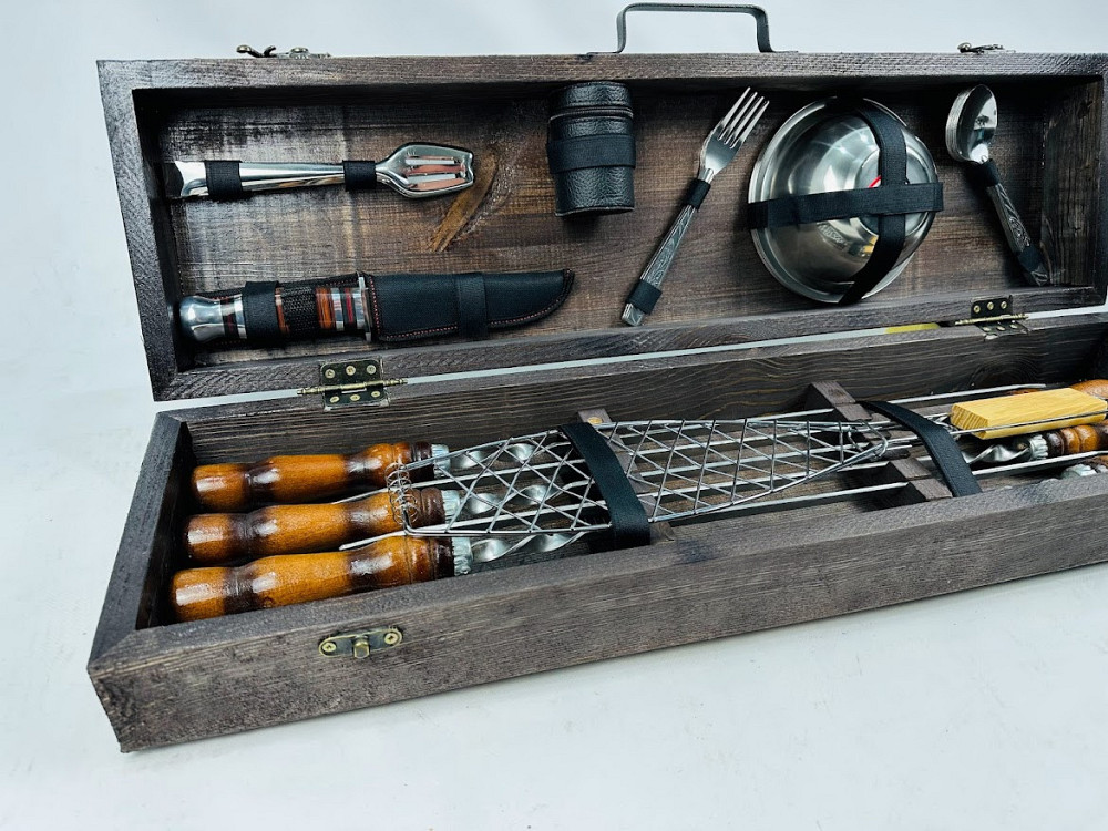 Подарунковий набір шампурів в дерев'яному кейсі для пікніка РОБІНЗОН HAPPY DAYS Тернопіль - фото 3