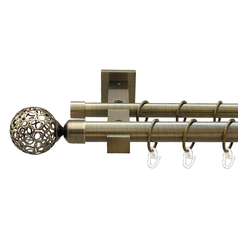 Карниз Orvit Савона металевий дворядний техно гладка труба кільце металеве Антик 25\19 мм 300 см (00-00026043) Львів - фото 1